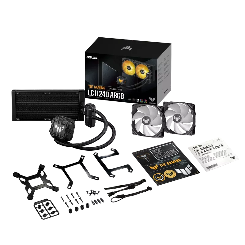 ASUS TUF Gaming LC II 240 ARGB Liquid Cooler With Aura Sync, 240MM Radiator, 2*120MM TUF ARGB Fans Black ASUS TUF Gaming LC II 240 ARGB Liquid Cooler With Aura Sync, 240MM Radiator, 2*120MM TUF ARGB Fans Black